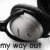 A grayscale animated icon shows a close-up of a person's face with dark hair, transitioning from a neutral expression to a smiling one while text at the bottom reads 'MY WOY OUT' in blocky letters.