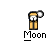 Pixelated icon of a flashlight with a glowing bulb, positioned above the word 'Moon' in blocky text on a gray background.