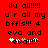Red background with black pixelated text reading 'ilu all!!!!! ur all my bffls!!! 4 eva and eva!!!!!' and a white pixelated heart symbol.