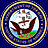 Blue background with yellow text and a circular seal featuring an eagle, ship, and shield.