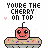 A 3x3 contact sheet of a pixel art animation featuring a cherry-topped dessert with changing heart symbols and text, displayed on a gray background.