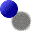 A sequence of nine blue spheres with gray shadows on white backgrounds, varying in size and position across frames.
