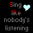 pixelated text and heart icons with changing colors on a black background, each displaying "Sing like nobody's listening" in multicolored letters