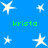 Blue background with white star shapes and green text reading 'krista' in four positions.