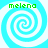 Four identical pixelated spiral icons arranged in a , each with green text 'melena' above the spiral on a light blue background