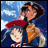 A 48x48 pixel buddy icon featuring two anime-style characters against a blue sky background, with "Anime IM" and "com" text on the right side of a contact sheet layout.