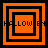 Four orange and black square frames with nested borders, each containing partial text reading "HALLOWEEN" in pixelated font.