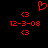 Red pixelated text and symbols on black background: heart, arrows, date, and brackets.
