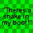 "There's a snake in my boot!" text repeated four times on green checkered background.