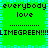 A bright green pixelated image with cyan border patterns and repeated text elements.