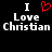 Black background with white text 'I Love Christian' and a red pixelated heart symbol replacing the word 'love' in the left section.