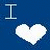 A split-frame contact sheet showing a blue panel with white text and heart symbol on the left, and a pixelated portrait of a person on the right.