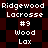 Pixelated text displays 'Ridgewood Lacrosse #9 Wood Lax' over a dark red and black checkered background with no visible motion.
