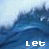Animated sequence of blue ocean waves with overlaid text reading Let the Waves Crash in pixelated font.