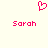 A static pixel art image with a pink heart symbol above two instances of the name 'Sarah' in matching pink text on a light background.