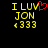 Yellow pixelated text on black background with red heart symbol replacing 'U' in 'LOVE' on left side, identical text on right side.