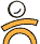 Two pixelated yellow stick figures with white circular heads and black outlines, one in a running pose on the left and one in a crossed-arms pose on the right, displayed side-by-side on a gray background.