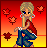 Pixel art of a blonde woman in red top and blue pants against autumnal background with falling leaves, text reads 'SLIP INTO FALL..'