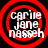 Four circular red rings with white text 'carrie jane nasseh' on black background, each ring has a different red outline style.