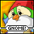 A pixelated gnome with red hat, green hair, orange nose, and white beard appears in a of six with text "GNOME!" below each