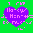 Green background with four identical purple heart-shaped icons containing pink text and symbols.