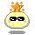 Pixelated yellow circular character with pink blush marks, wearing black sunglasses and an orange star on its head; four variations show different expressions and props.