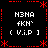 Static pixel art icon with black background, red decorative borders, and four identical white text blocks arranged in a