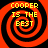 Four identical red and black spiral patterns with yellow text reading "COOPER IS THE BEST" arranged in a on a black background