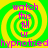 A static image with four identical spiral patterns in green and yellow, each containing text reading 'watch this fill ur' above a horizontal line of pink text that reads 'hypnotized'.