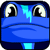 Static pixel art icon of a blue cartoon character with large eyes and a single tear drop, rendered in 256x256 pixels on a transparent background.