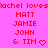 Pixelated red text on bright pink background lists names with heart symbol, repeated in two