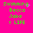 Bright pink background with green pixelated text reading "Swimming Becca Jake = LIFE" in four identical , one has a small purple dot cluster near the top-right of "Swimming"