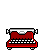 Red typewriter with white paper and blue lines, showing sequential paper ejection animation