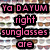 Pixelated text overlays on a of sunglasses images, with red and blue text blocks on a white background