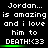 Pixelated text repeats three times across a black background with green underlines beneath 'DEATH! :33' phrases.