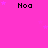 A static image with a bright pink background, scattered small purple stars, and repeated black text "Noa" in multiple
