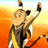 Pixelated character with brown hair and yellow outfit raises arms against orange-yellow gradient background, text reads "It's a giant mushroom" and variations.