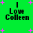Green background with pink plus signs and black text reading "I Love Colleen" in four identical quadrants.