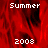 Red and black abstract background with white pixelated text reading "Summer" and "2008" in four quadrants, one quadrant grayed out.