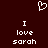 Dark red background with white pixelated text and a heart symbol above two identical phrases.