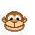 Pixelated monkey and panda faces with yellow lightning bolts above some heads, arranged in a on gray background