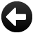 Black circular icon with a white left-pointing arrow on a gray background, rendered in pixelated style.