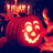 Pixelated orange background with a carved pumpkin image and multiple text phrases in black pixel font.