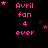 Pixelated pink text 'Avril fan 4 ever' on black background with scattered stars, varying star positions across frames.