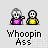 Pixel art animation of two figures: one with gray hair in pink top, one in yellow top, interacting with red splatter effects across frames.