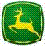 Green shield-shaped icon with yellow border and running deer silhouette, four variations show different border colors.