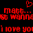 Red pixelated text and a heart symbol on a black background, with repeated phrases and a heart above the text.