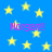 Blue background with yellow stars and repeated purple text 'Morgan!!' in pixelated font.