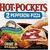 A collage of three distinct visual elements: a Hot Pockets box, a plus sign, and a yellow Alabama state outline with text.