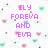 Pixelated pink text and symbols on a white background with scattered pastel floral shapes, featuring 'ILY FOREVA AND EVA' and multiple '<333' sequences.